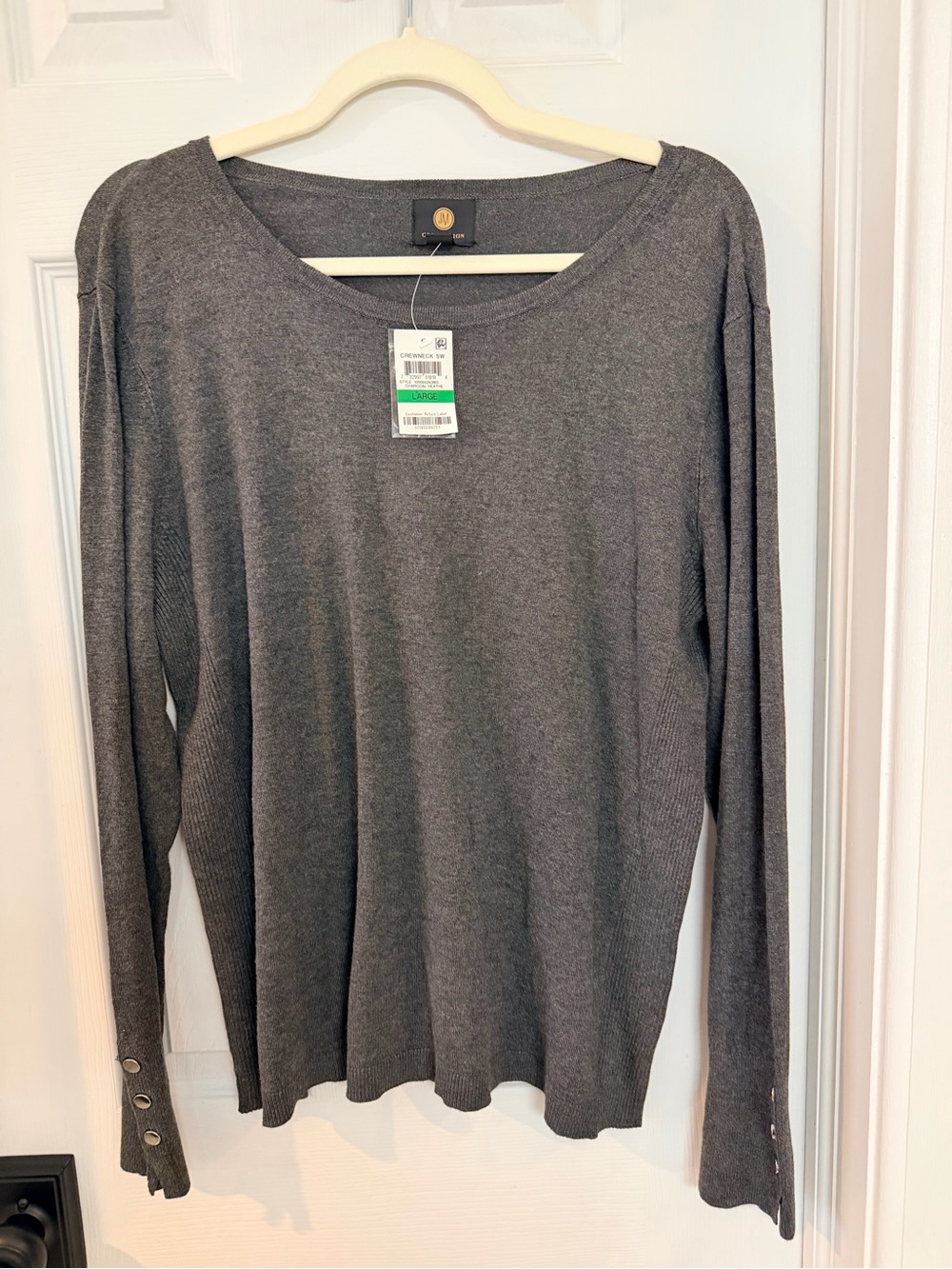 JM Women's Gray Long-Sleeve Ribbed Sweater Top NWT